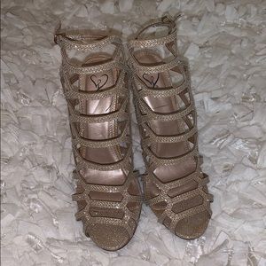 Gold shimmer heels